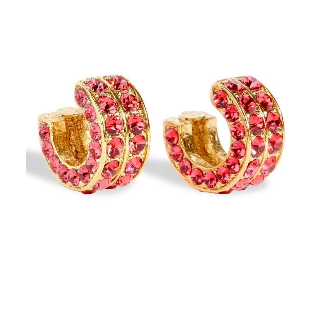 OSCAR DE LA RENTA
Gold-tone crystal hoop earrings NWT gold tone /pink